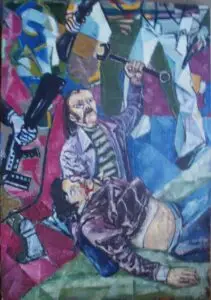 Morte di Rodolfo Boschi olio su tela cm 70 x 100 - 1975